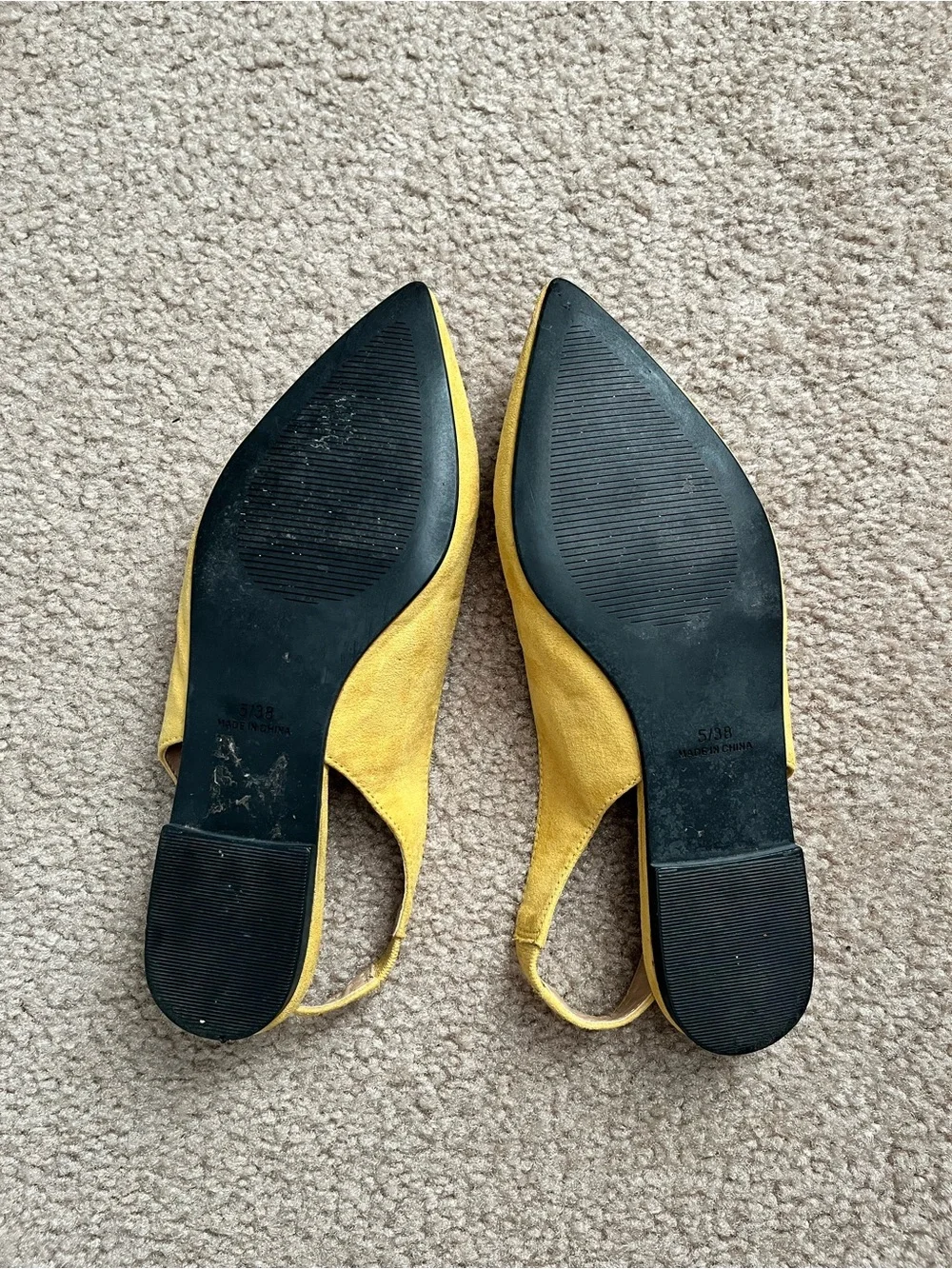 TOPSHOP Yellow Embellished Pointed Toe Slingback Flats